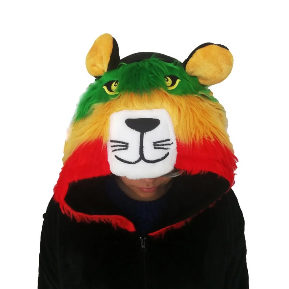Rasta Lion Adult Unisex Animal Onesie Pajamas Incudes a Zipper & 2 Pockets - Picture 3 of 3